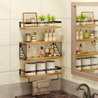 Floating Shelves Over Toilet 3/4 Piece Set – Farmhouse Wood Wall-Mounted Bathroom Shelf for Toilet Paper Storage, Small Bathroom Organizer in Black & Brown