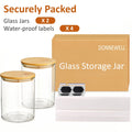 Glass Canisters for Kitchen Counter Set of 2 Large 101oz Airtight Lids, Wooden Lid Cookie Jars, Food Storage Containers for Sugar, Flour, Pasta, Coffee Beans & Candy