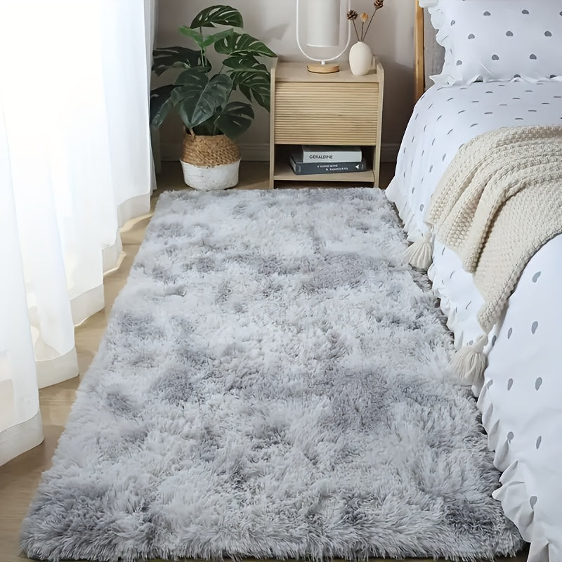 Shaggy Runner Rug Soft Fluffy Area Rug Non-Slip Plush Carpet for Bedroom Hallway Dorm Living Room – Jacquard & Tie-Dye Colors, 2x6 3x5 6x9 8x10 Feet