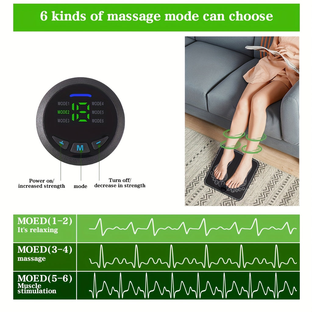 EMS TENS Massage Pad Muscle Stimulator 6 Modes 18 Intensity Grades Rechargeable Portable – Electric Nerve Stimulator for Pain Relief & Muscle Recovery, Holiday Gift