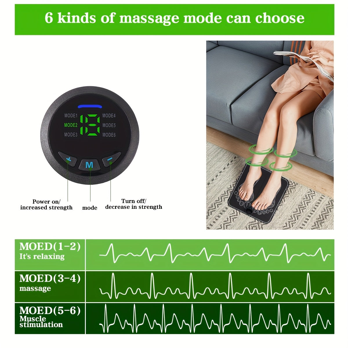 EMS TENS Massage Pad Muscle Stimulator 6 Modes 18 Intensity Grades Rechargeable Portable – Electric Nerve Stimulator for Pain Relief & Muscle Recovery, Holiday Gift