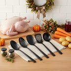6-Piece Korean Style Stainless Steel Kitchen Utensil Set Golden Plated Cooking Spoons Frying Spatulas Hot Pot Clips with Filters
