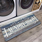 Laundry Room Mat Non-Slip Runner Rug Machine Washable Text Design – Anti-Skid Comfort Standing Mat for Laundry, Kitchen, Bathroom & Porch | Multiple Sizes