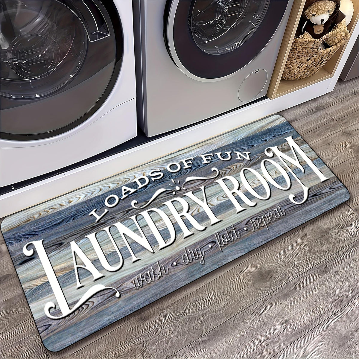 Laundry Room Mat Non-Slip Runner Rug Machine Washable Text Design – Anti-Skid Comfort Standing Mat for Laundry, Kitchen, Bathroom & Porch | Multiple Sizes