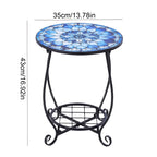 13.5 Inch Round Side Table Indoor Outdoor – Space-Saving Modern Accent Table for Patio Balcony Living Room Sofa Garden