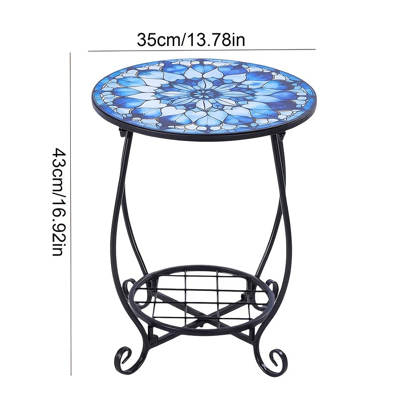 13.5 Inch Round Side Table Indoor Outdoor – Space-Saving Modern Accent Table for Patio Balcony Living Room Sofa Garden
