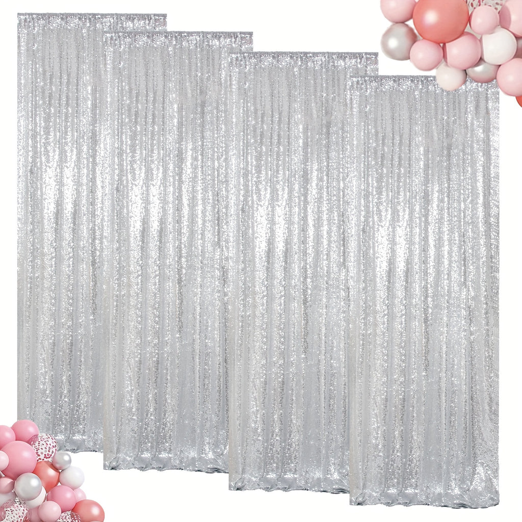 Sequin Backdrop Curtains 4 Panels 2FT x 8FT Glitter Party Decorations for Wedding Birthday Photo Booth Stage Background 30+ Colors