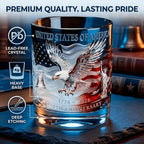 Patriotic Engraved Drinking Glass – USA 250th Anniversary Commemorative Edition, Deep Etched Relief Borosilicate Glass with HD Surround Print, Gift for Veterans & Men