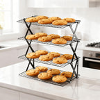 Foldable Cooling Rack Set with Baking Tools – Stackable Oven Cookie Cake Drying Rack, 3/4/5 Piece with Silicone Spatula, Egg Beater & More, Holiday Baking Gift