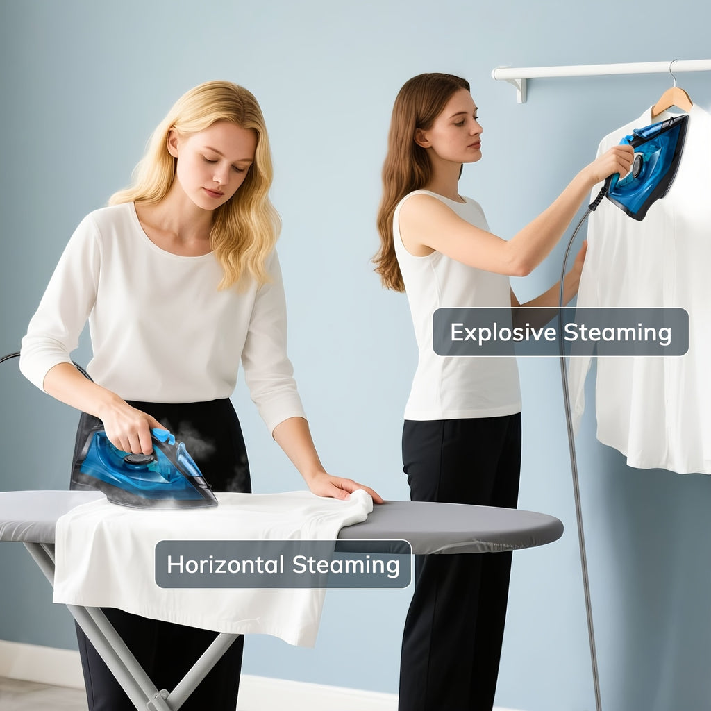 Clothes Steamer Handheld Garment Steamer Non-Stick Plate High Pressure Anti-Calc Fast Heating Adjustable Temperature Dry Wet Travel Essential Blue