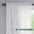 Vintage Floral Lace Sheer Curtains 2 Panels - Yarn-Dyed Dotted Netting Rustic Pastoral Semi-Sheer, 59" Wide Light Filtering Machine Washable for Living Room Kitchen Door Outdoor Wedding, White Green Black