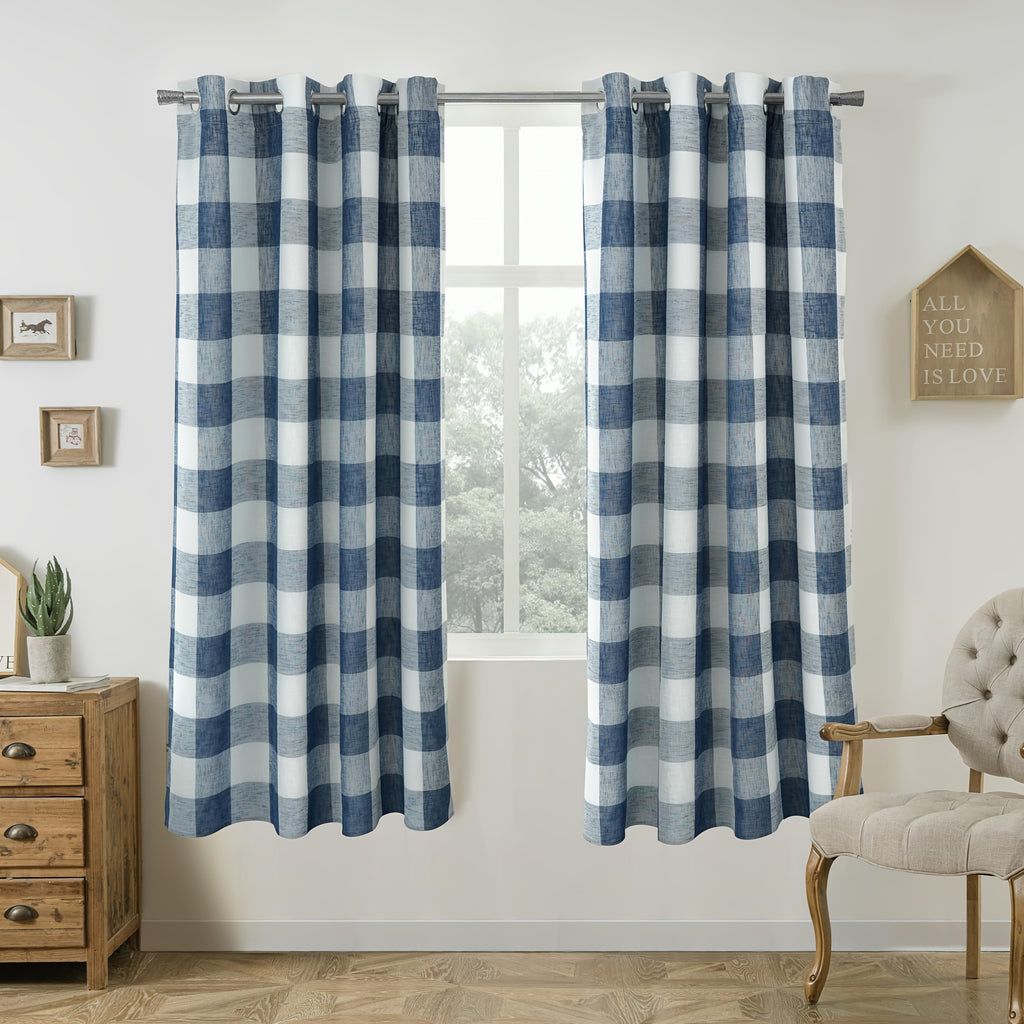 Buffalo Plaid Blackout Curtains Farmhouse Thermal Insulated Drapes | Room Darkening Window Panels for Bedroom Dining Room, 9 Colors 14 Sizes, Single or 2-Panel Set
