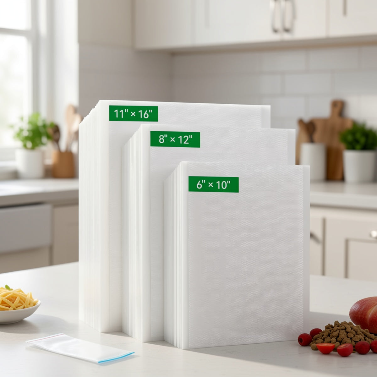 250-Piece BPA-Free Vacuum Sealer Bags, 3 Sizes (6"x10" + 8"x12" + 11"x16") for Food Storage & Meal Prep — Compatible with All Vacuum Sealing Machines