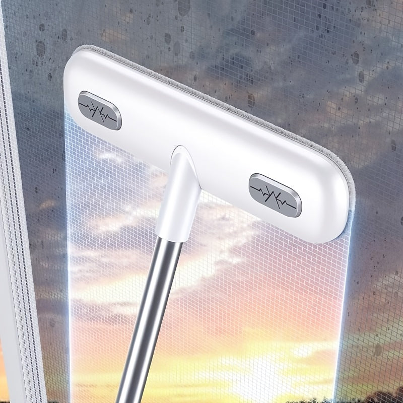 Window Cleaning Brush with Extendable Handle Screen Cleaner Reusable Pet Hair Remover Household Door Window Scrubber for Bathroom Kitchen Bedroom Living Room Portable Multi-Use Home Cleaning Tool