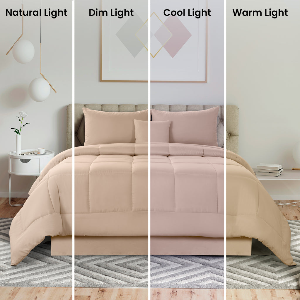 5-Piece Comforter Set – Reversible Quilted Down Alternative Bedding Set with Pillow Shams, Bed Skirt & Cushion | All Season | Twin, Queen, King