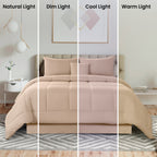 5-Piece Comforter Set – Reversible Quilted Down Alternative Bedding Set with Pillow Shams, Bed Skirt & Cushion | All Season | Twin, Queen, King