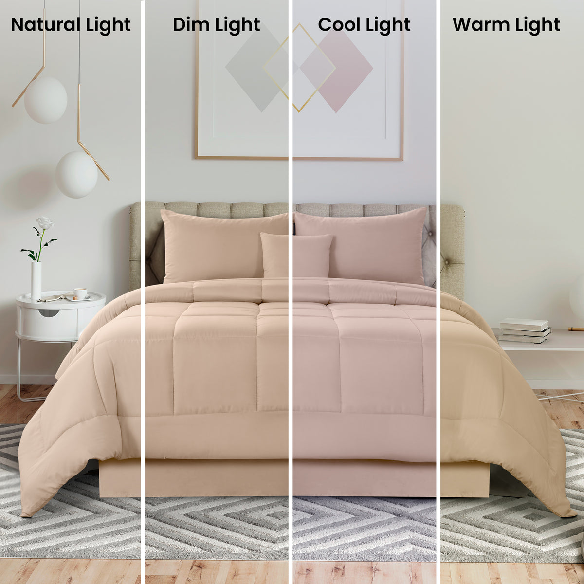 5-Piece Comforter Set – Reversible Quilted Down Alternative Bedding Set with Pillow Shams, Bed Skirt & Cushion | All Season | Twin, Queen, King