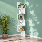 5-Tier Corner Floating Shelf Wall Mount Space-Saving Display Organizer Storage Rack for Bedroom Living Room 7.9x7.9x49.6 Inch Black White Brown
