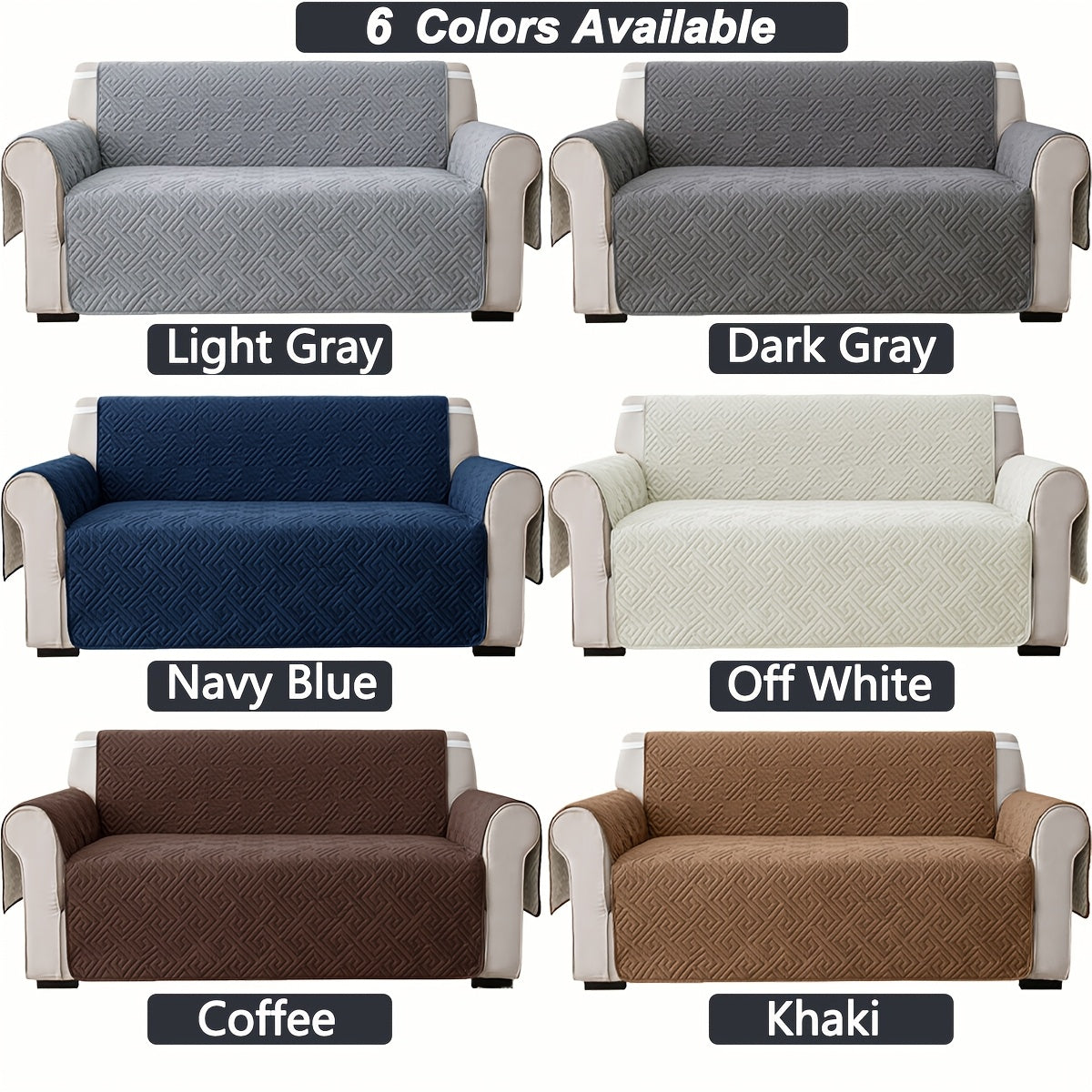 Quilted Sofa Cover One-Piece Cushion Slipcover with Anti-Slip Elastic Band – Pet-Friendly Scratch-Resistant Washable Removable Furniture Cover for Living Room Bedroom Hotel Home Decor