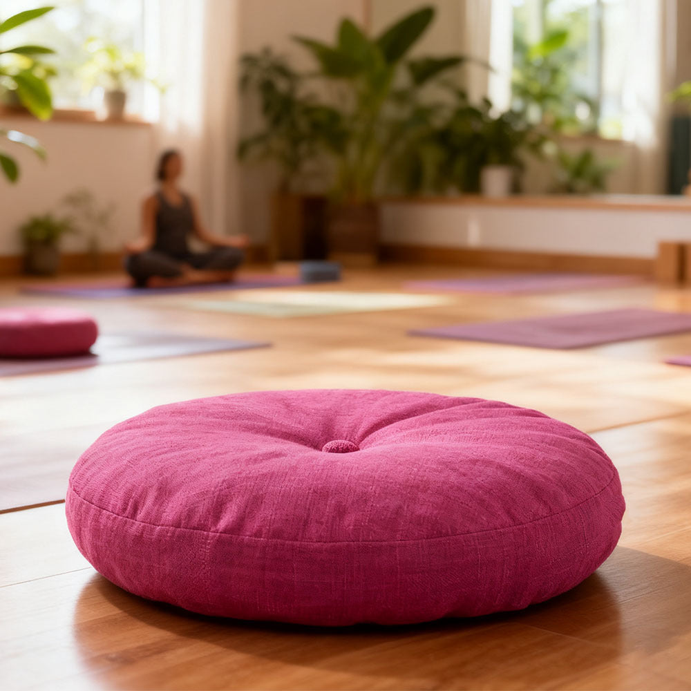 Round Seat Cushion 40x40cm 15cm Thick Firm Futon Meditation Mat Removable Linen Cover Chair Pad for Office Dining Chair Home Decor All Seasons Christmas