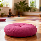 Round Seat Cushion 40x40cm 15cm Thick Firm Futon Meditation Mat Removable Linen Cover Chair Pad for Office Dining Chair Home Decor All Seasons Christmas