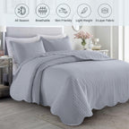 Microfiber Quilt Bedspread Set All Season Lightweight – Soft Breathable Quilted Coverlet Twin Full Queen King 16 Colors Machine Washable