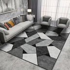 Soft Area Rug Grey White – Modern Low Pile Carpet for Bedroom Living Room, Non-Slip Backing, Machine Washable, 3x5 4x6 5x7 ft