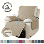 Recliner Chair Cover Waterproof Non-Slip, Oversized Recliner Slipcover with Side Pocket & Elastic Straps, Washable Furniture Protector for Dogs & Pets, Warm Cozy Chair Cover, 1 Piece