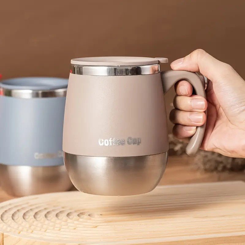 Insulated Coffee Mug Stainless Steel 16.91oz - Double Wall Vacuum Thermos Cup with Lid, Hot & Cold Travel Mug for Camping Outdoor Home, Red Khaki Blue, Holiday Birthday Gift