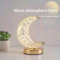 Crystal Touch Table Lamp Moon or Star Shape, Rechargeable Dimmable Bedside Lamp with 3 Color Modes, Aesthetic Bedroom Night Light for Living Room, Christmas & Holiday Decoration Gift