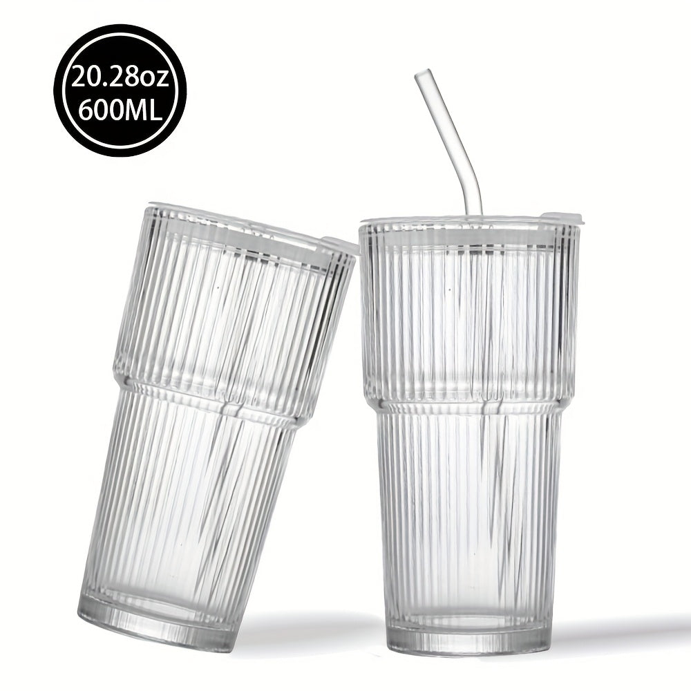 Glass Coffee Mug with Lid and Straw 20oz – Clear Summer Iced Drink Cup for Coffee, Tea & Smoothies – Travel Camping Drinkware, Gifts for Men & Women, Birthday, Holiday, Halloween, Christmas
