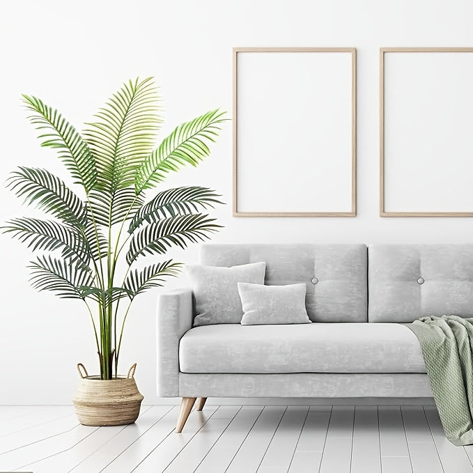 Artificial Palm Plant 5.9ft Flexible Tropical Leaves – Faux Palm Tree for Indoor & Outdoor Decor, Home, Office, Hotel, Garden, Pool & Christmas Decoration