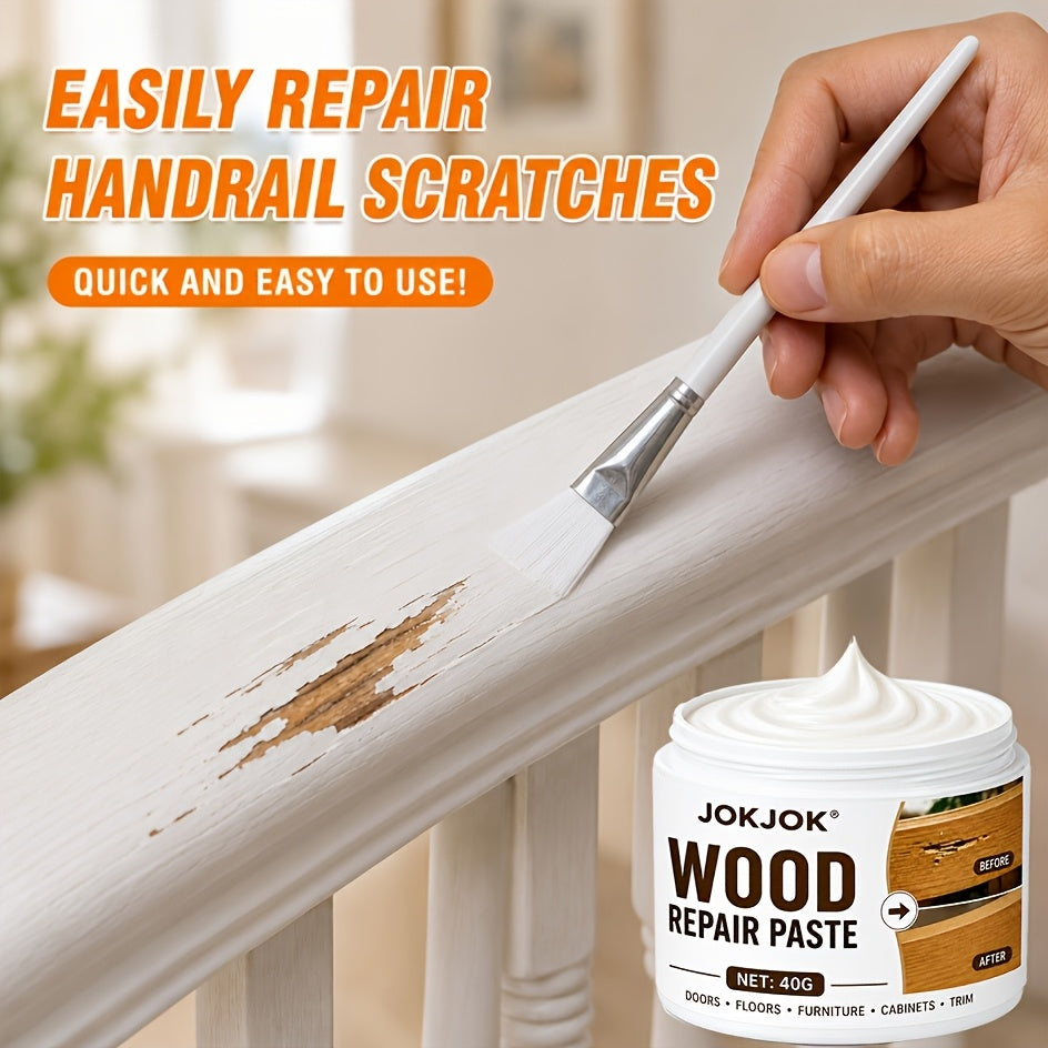 Wood Repair Paste Filler Cream - Fixes Scratches, Cracks, Chips & Holes, Restores Color on Furniture, Floors, Cabinets, Doors, Tables & Trim, Easy-Apply Wood Restoration Cream