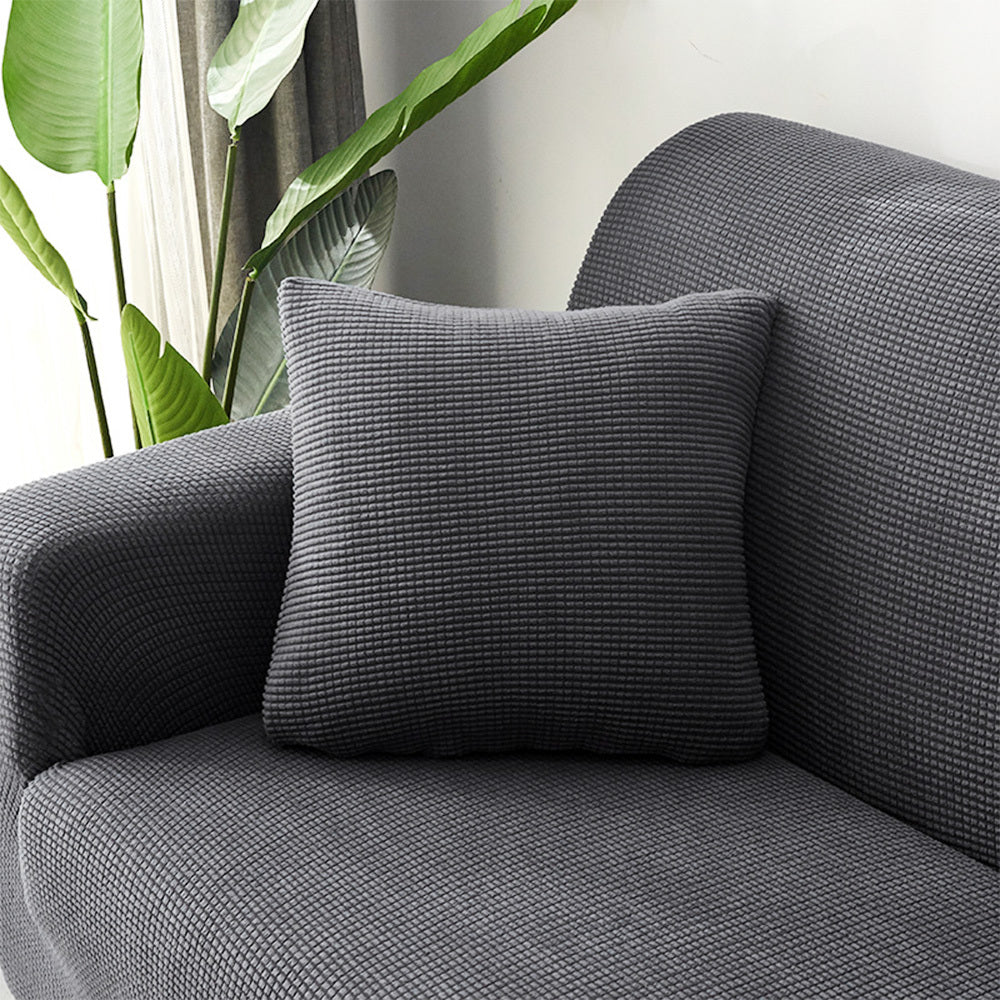 Solid Color Jacquard Sofa Cover Full Coverage High Stretch Non-Slip Machine Washable All Season Pet Friendly Couch Protector Living Room Office