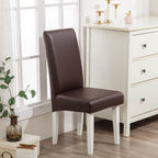 Dining Chair Covers Waterproof PU Leather Stretch Slipcover Set of 4 or 6 | Oil-Proof Universal Chair Protector for Dining Room Kitchen Hotel, 9 Colors