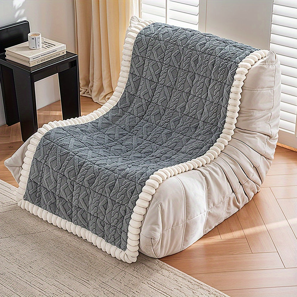 Plush Fleece Sofa Cover Non-Slip Machine Washable Thick Warm Slipcover Seat Cushion Mat for Armchair Couch Swing Bench 1 2 3 4 Seater Living Room Bedroom Office Coffee Grey White