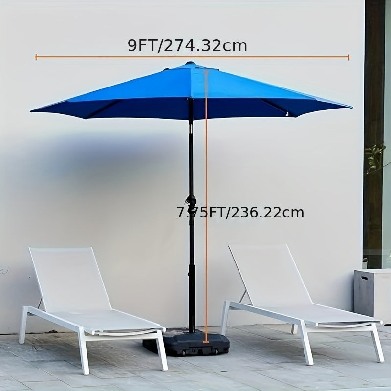 8-Rib 9FT Patio Umbrella with Tilt & Crank – Sun Shade Outdoor Market Umbrella for Patio, Beach & Restaurant, Red & Khaki