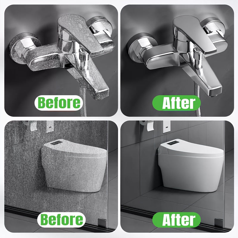 Bathroom Cleaner Spray with Sponge, Deep Cleaning & Stain Removal for Tiles & Fixtures, Removes Soap Scum & Water Marks, Lemon Scent Fresh Shiny Finish