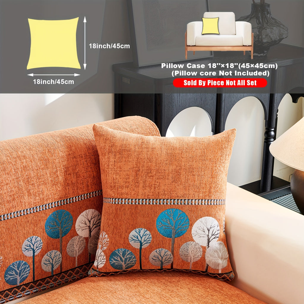 Bohemian Chenille Sofa Cover Tree Embroidery Print Thick Non-Slip Pet Friendly One-Piece Couch Protector Armchair Loveseat 3 4 Seater