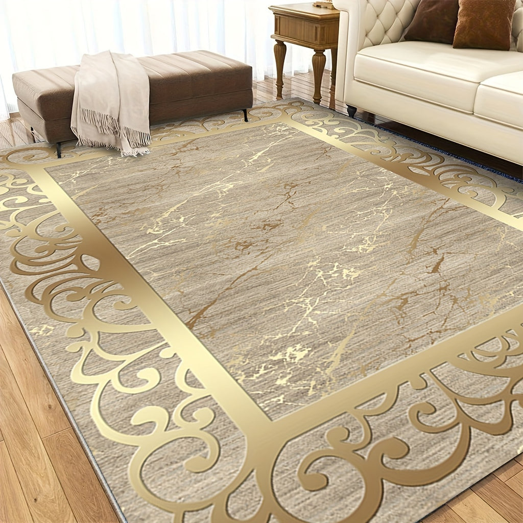 Golden Texture Cashmere-Feel Anti-Slip Area Rug – Washable Soft Rug for Living Room, Bedroom, Dining Room, Home Office & More | Multiple Sizes