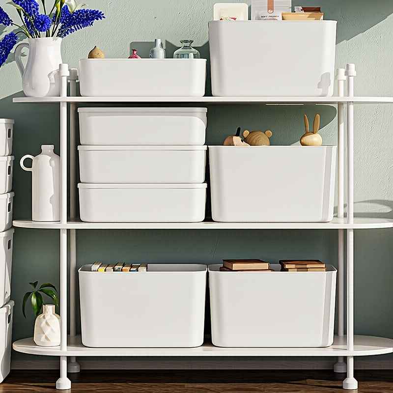 13-Inch Square Plastic Storage Bins 4-Pack with Handles Lid & No-Lid Options White Wardrobe Storage Box Set for Clothes Tools Closet Shelves – Premium Home Organization Containers