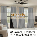Blackout Curtains Rod Pocket 4 Panels - Thermal Insulated Room Darkening Noise Reducing Matte Drapes for Bedroom Living Room Office, 9 Colors 11 Sizes