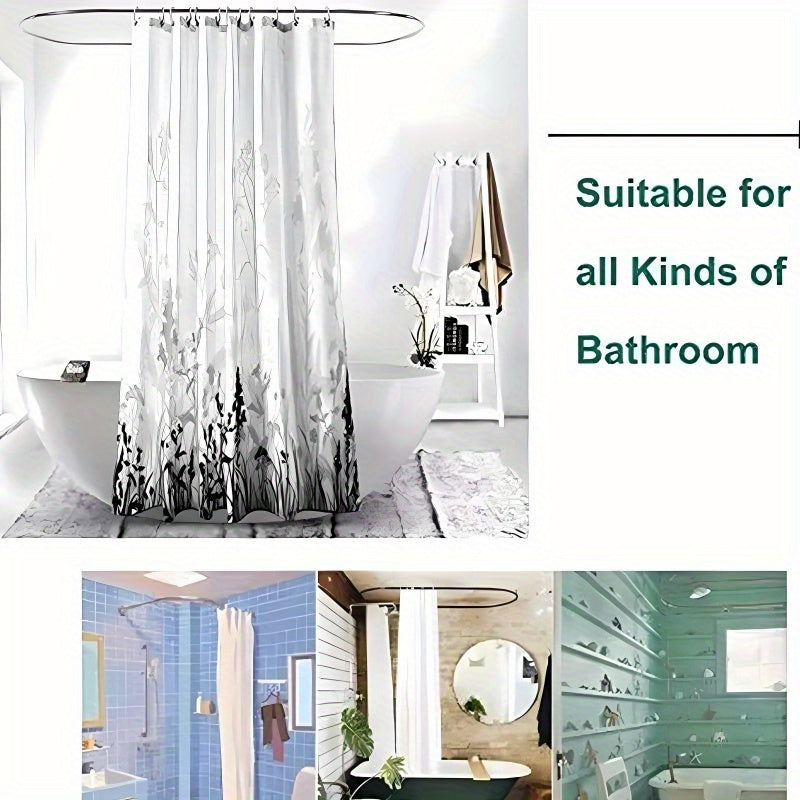 Lighthouse Shower Curtain Set 4 Piece - Window View Pattern Bathroom Set with Shower Curtain, Toilet Seat Cover, U-Shape Mat & 12 Hooks, Apartment Hotel Bathroom Decor