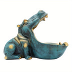 Hippo Statue Resin Figurine Big Mouth Candy Dish Key Bowl Sundries Container Hippopotamus Sculpture Table Decor Art Halloween Christmas Decoration Gift