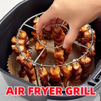 304 Stainless Steel Vertical Grill Rack for Air Fryer – 21-Piece Set with 20 Skewer Needles, Fits 3QT-6QT | Even Heating for Meat & Vegetables