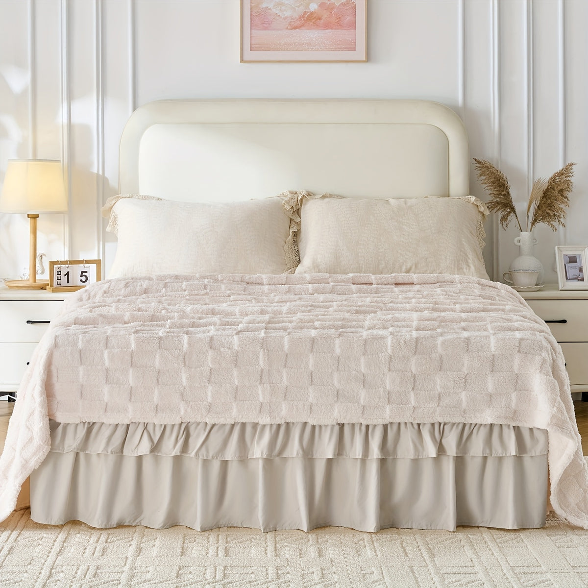 Dust Ruffle Bed Skirt 16 Inch Drop Elastic Wrap Around – Double Ruffle Easy Install Machine Washable, Twin Full Queen King CK, 10 Colors