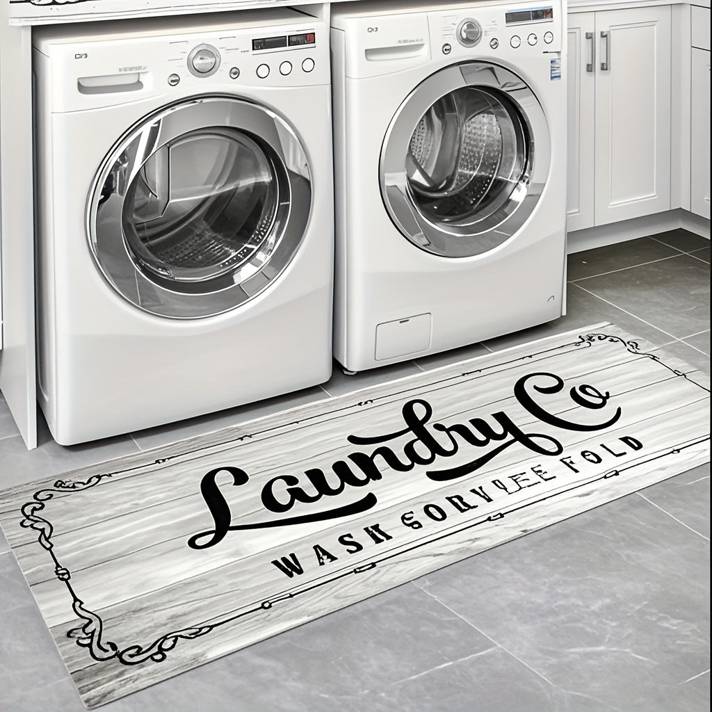Non-Slip Laundry Room Rug Machine Washable - Rubber Backing Anti-Skid Standing Mat with Text Design for Laundry, Kitchen, Bathroom, Porch & Balcony – Comfort Floor Mat Home Decor