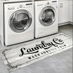 Non-Slip Laundry Room Rug Machine Washable - Rubber Backing Anti-Skid Standing Mat with Text Design for Laundry, Kitchen, Bathroom, Porch & Balcony – Comfort Floor Mat Home Decor