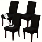 Stain-Resistant Stretch Dining Chair Covers Set of 4 or 6 Jacquard Polyester-Spandex Removable Slipcovers – Pet & Kid Friendly, Machine Washable, for Restaurant Home Wedding Christmas