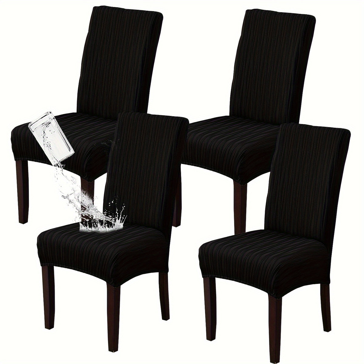 Stain-Resistant Stretch Dining Chair Covers Set of 4 or 6 Jacquard Polyester-Spandex Removable Slipcovers – Pet & Kid Friendly, Machine Washable, for Restaurant Home Wedding Christmas